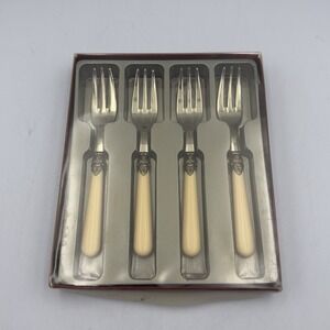 Vintage‎ Inox 18/10 Italy Napoleon Ivory Cake Forks Set Of 4 New